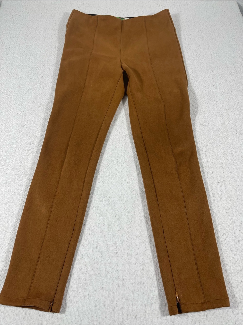 Anthropologie Faux Suede Pull Up Leggings Dressy Pants Sz 29 Ankle Zip SKU#0430
